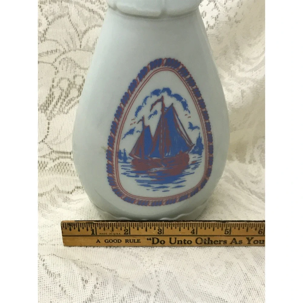 1963 Jim Beam Whisky‎ Decanter Blue and Red Delft Windmill Bottle Retro Barware